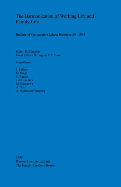 R. Blanpain - Harmonization of Working Life and Family Life, E-bok