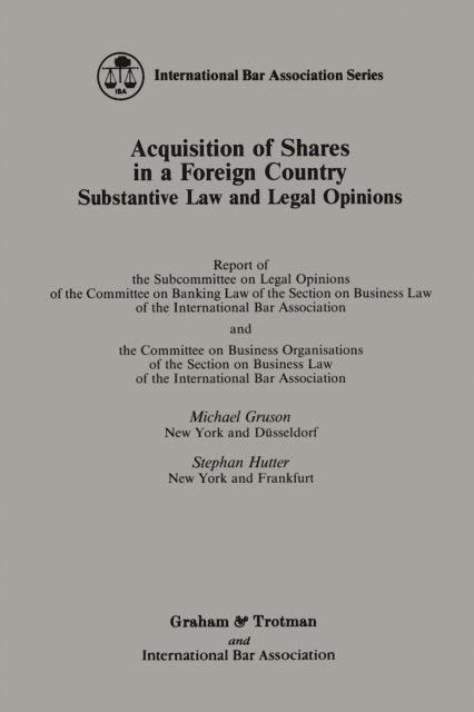 Stephen Hutter, Michael Gruson - Acquisition of Shares in a Foreign Country, E-bok