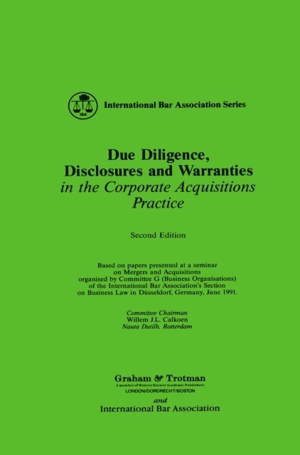 Willem J.L. Calkoen - Due Diligence, Disclosures and Warranties, E-bok
