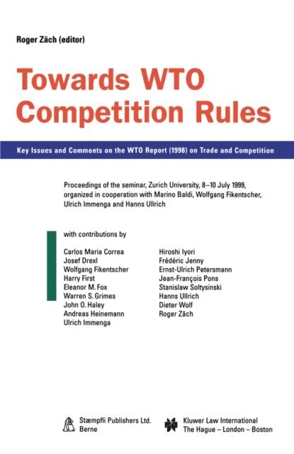 Roger Zach - Towards WTO Competition Rules, E-bok