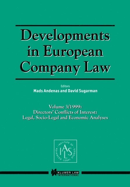 David Sugarman, Mads Andenas - Developments in European Company Law, E-bok