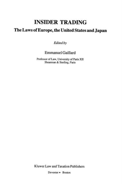 Emmanuel Gaillard - Insider Trading, E-bok