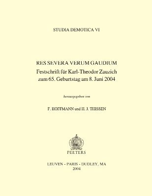 F. Hoffmann, H.J. Thissen - Res severa verum gaudium, Häftad
