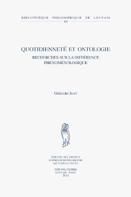 G. Jean - Quotidienneté et ontologie, Häftad