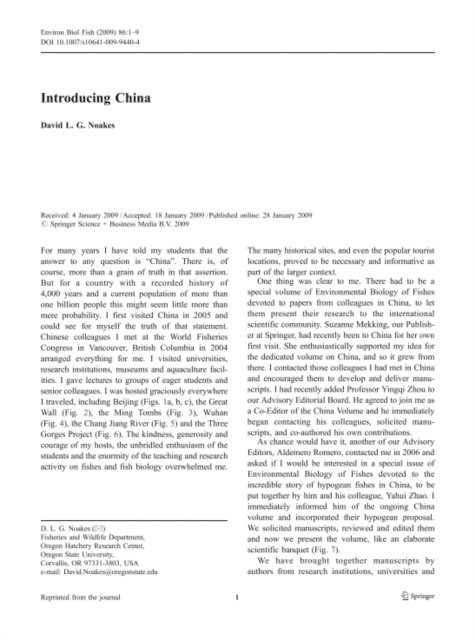 Yingqi Zhou, Yahui Zhao, Aldemaro Romero, David L.G. Noakes - Chinese Fishes, E-bok