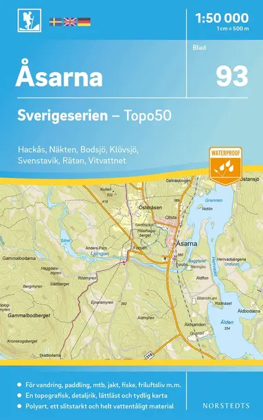 93 Åsarna Sverigeserien Topo50 : Skala 1:50 000