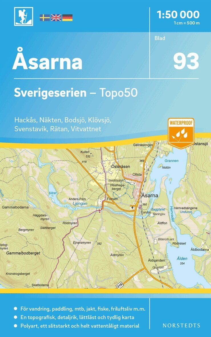 93 Åsarna Sverigeserien Topo50 : Skala 1:50 000, Övrigt