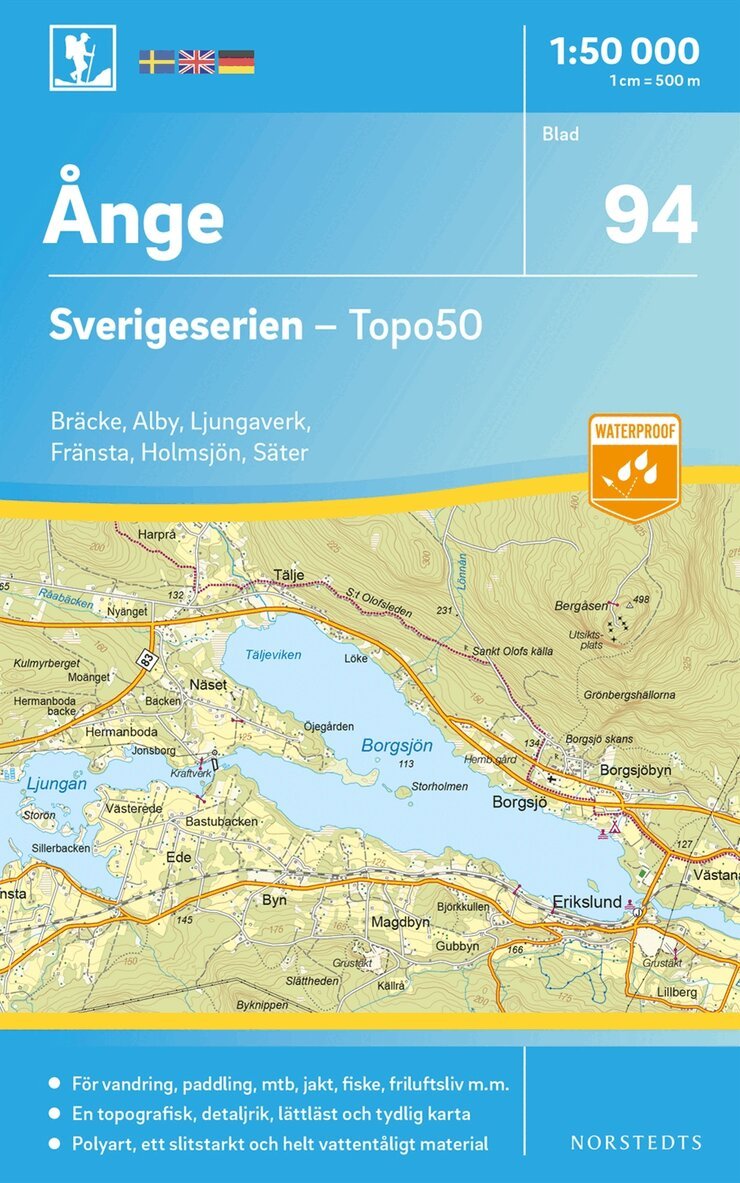 94 Ånge Sverigeserien Topo50 : Skala 1:50 000, Övrigt