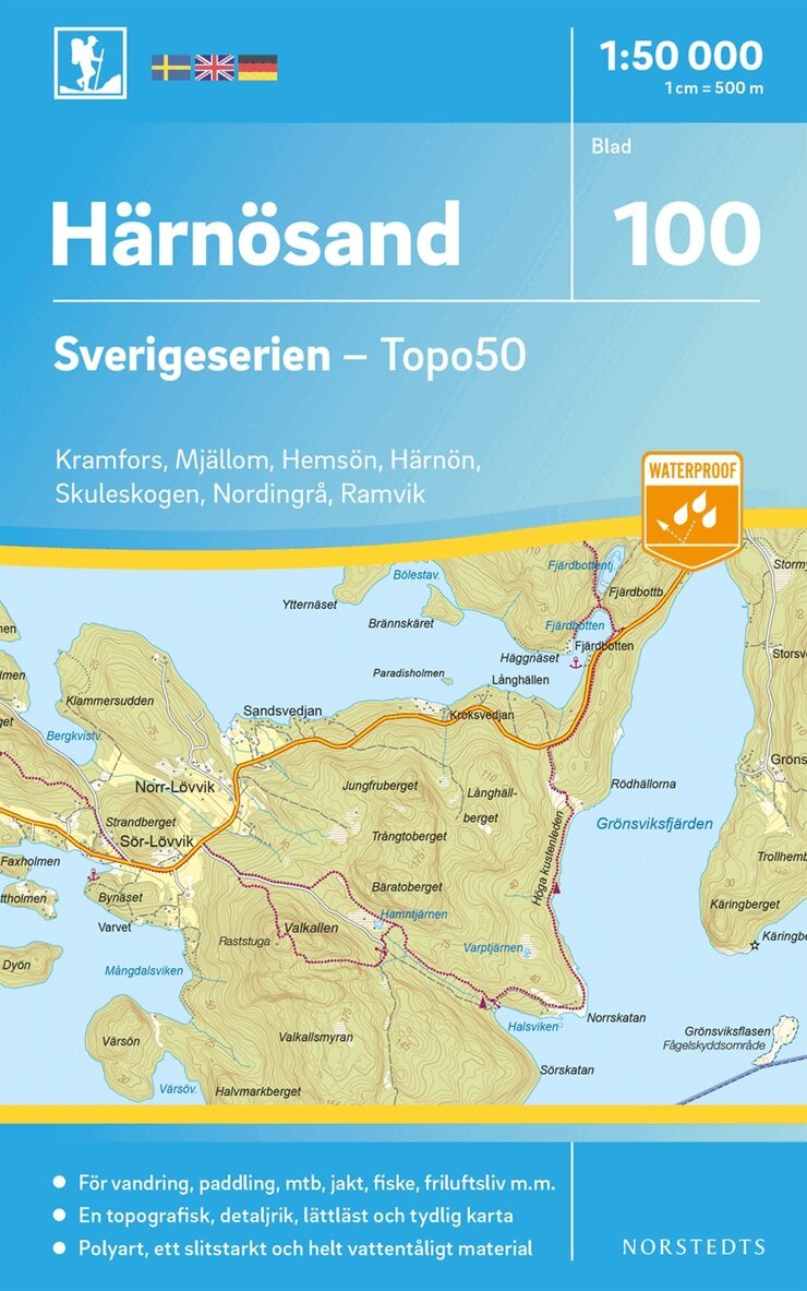 100 Härnösand Sverigeserien Topo50 : Skala 1:50 000, Övrigt