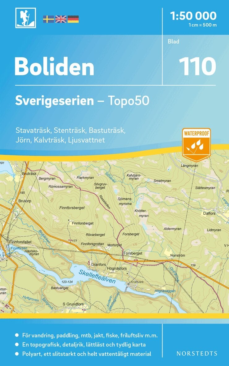 110 Boliden Sverigeserien Topo50 : Skala 1:50 000, Övrigt
