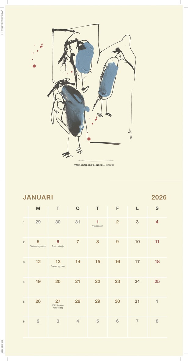 Ulf Lundell - Väggalender 2026 Ulf Lundell : Vardagar, Övrigt