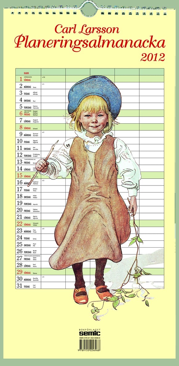 Carl Larsson Planeringsalmanacka 2012, Häftad