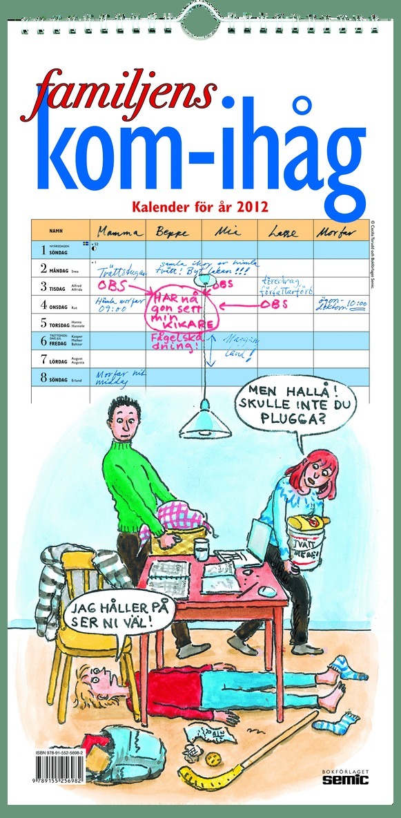 Familjens kom-ihåg kalender 2012, Häftad