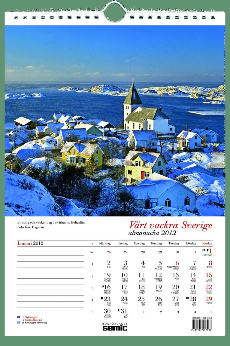Vårt vackra Sverige almanacka 2012, Häftad