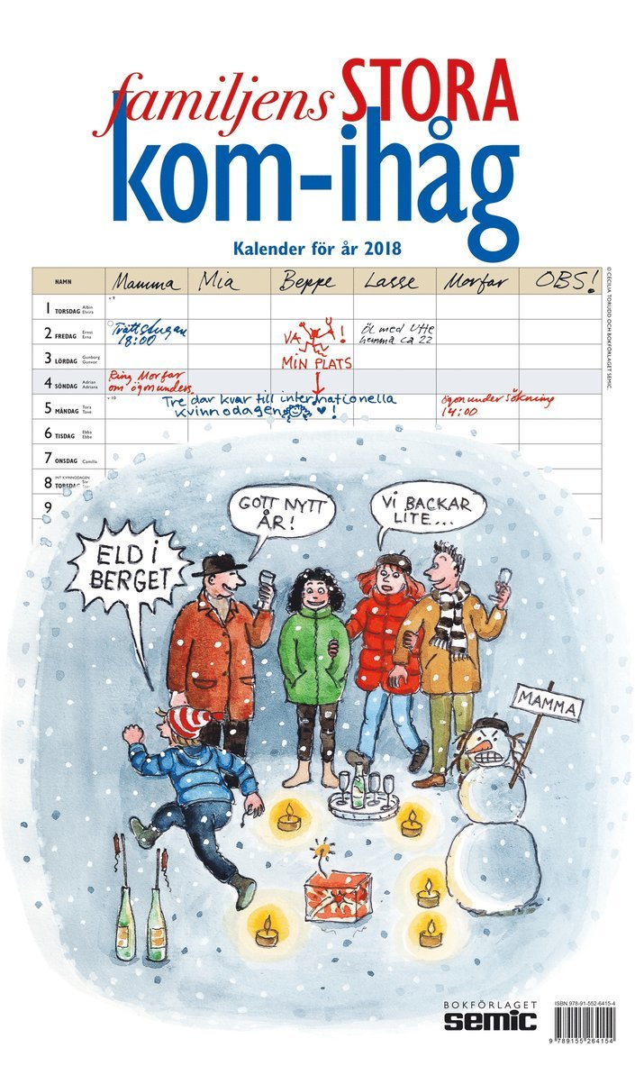 Familjens STORA kom-ihåg-kalender 2018, Häftad
