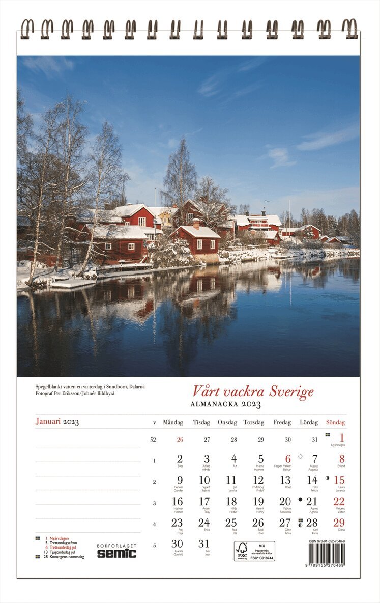 Vårt vackra Sverige almanacka 2023, Häftad