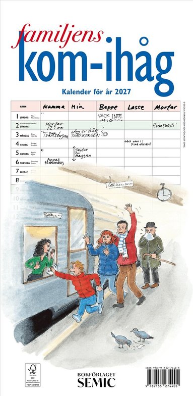 Väggkalender: Familjens kom-ihåg-kalender 2027, Övrigt. Tillgänglighet: Lägg till