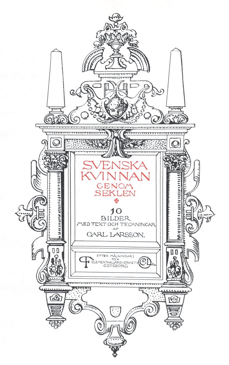 Carl Larsson, Mikael Jägerbrand - Svenska kvinnan genom seklen. 10 bilder med text och teckningar af Carl Larsson. Efter målningar i nya elementarläroverket i Göteborg. Återutgivning av bok från 1921, E-bok