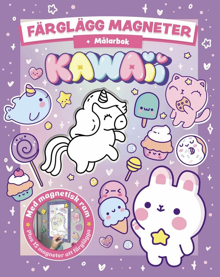 Färglägg magneter Kawaii : målarbok, Häftad