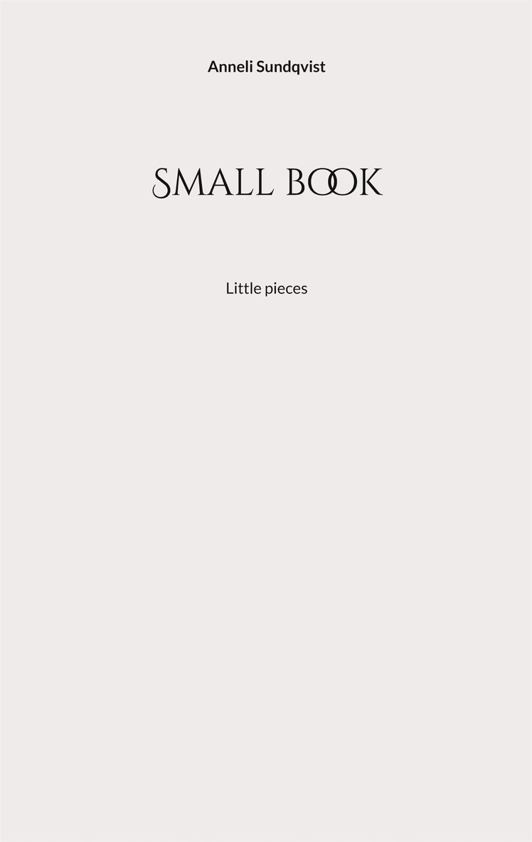 Anneli Sundqvist - Small book: Little pieces, E-bok