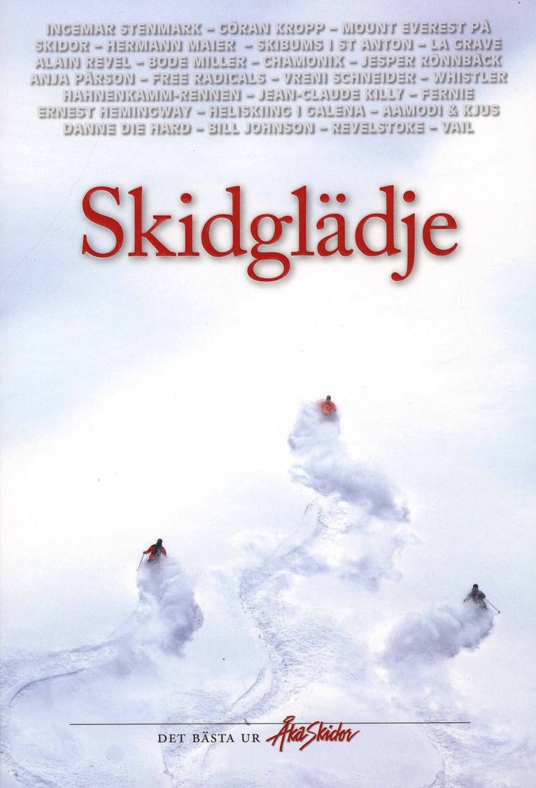 Gunnar Andersson, Gabriel Rthur, Tobias Liljeroth, Martin Letzter, Olof Sundström, Rikard Lind, Göran Zackrisson, Patrik Leje, Per Gunne, John Crawford-Currie, Niclas Sjögren, Håkan Stenlund, Ola Sandstig, Mårten Pettersson, Göran Kropp, Danne Die Hard, Åka Skidor - Skidglädje : det bästa ur Åka Skidor, Häftad