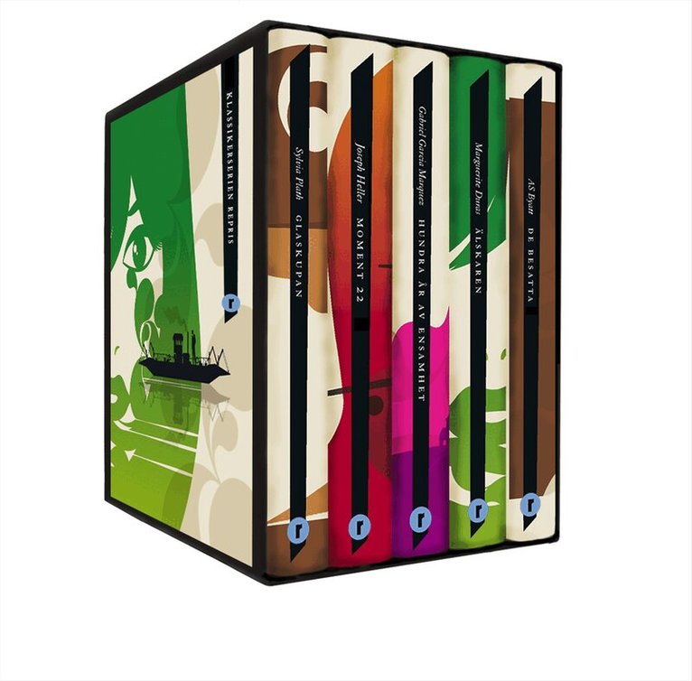 Sylvia Plath, Joseph Heller, Marguerite Duras, A.S. Byatt, Gabriel García Márquez - Moderna utländska klassiker (box) De besatta ; Glaskupan ; Hundra år av ensamhet ; Moment 22 ; Älskaren, Kartonnage