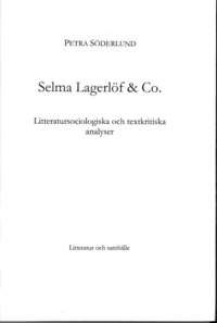 e-Bok Selma Lagerlöf   Co  litteratursociologiska och textkritiska analyser