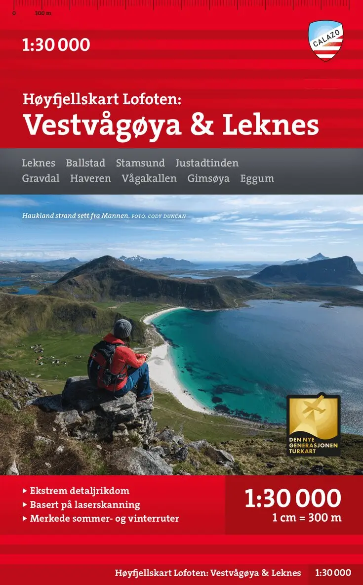Høyfjellskart Lofoten: Vestvågøya - Leknes 1:30.000. Tillgänglighet: Lägg i varukorg