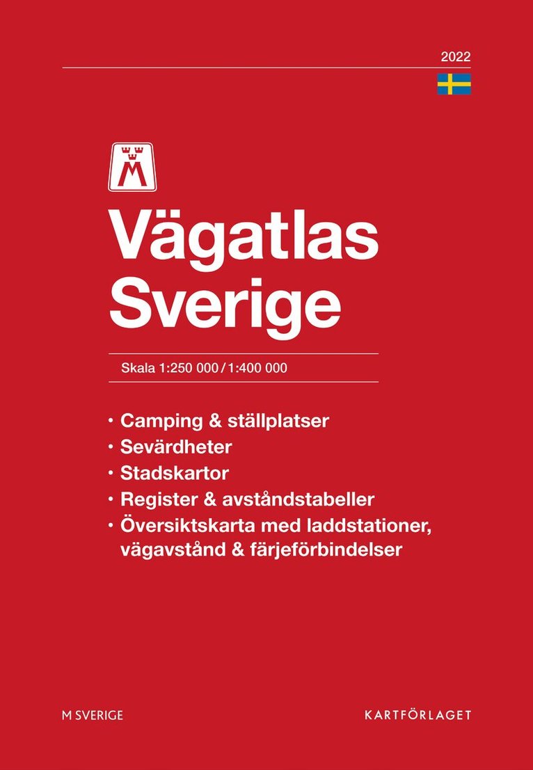 M Vägatlas Sverige 2022 : Skala 1:250.000-1:400.000, Häftad