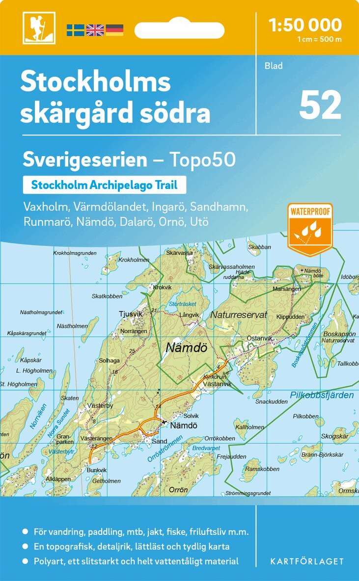 52 Stockholms skärgård södra Sverigeserien Topo50, Övrigt