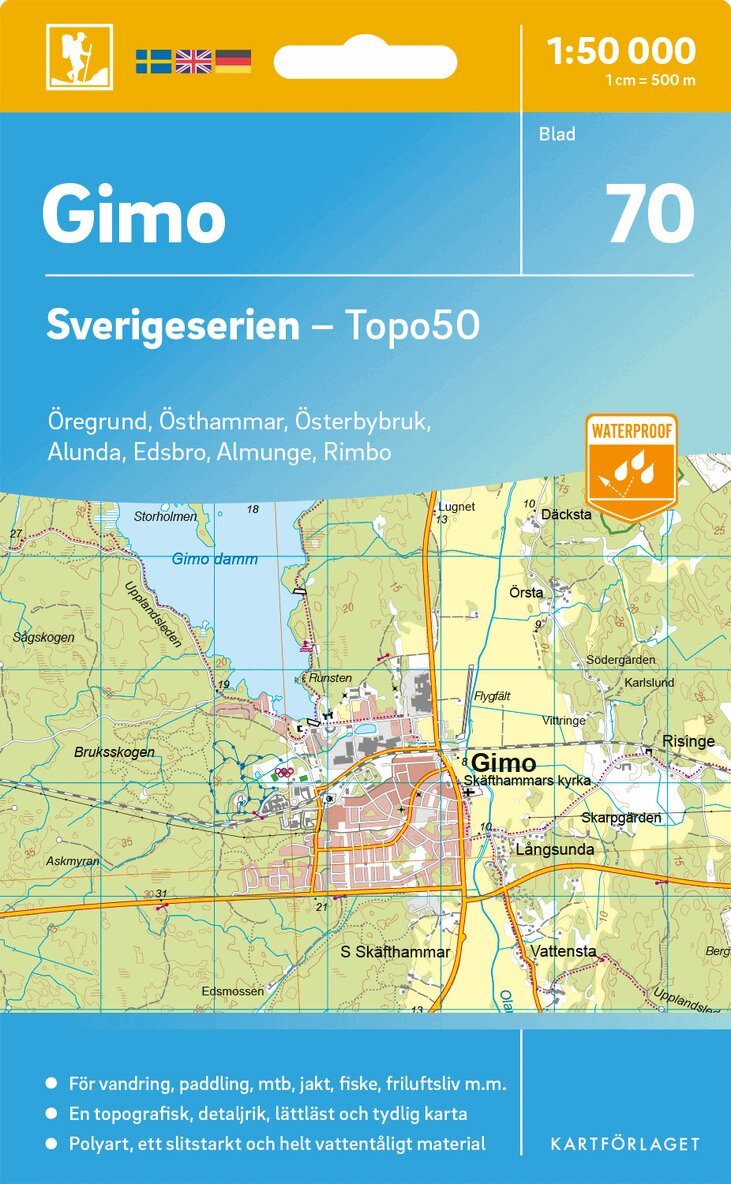 Omslag: Topo50: 70 Gimo (1:50 000)