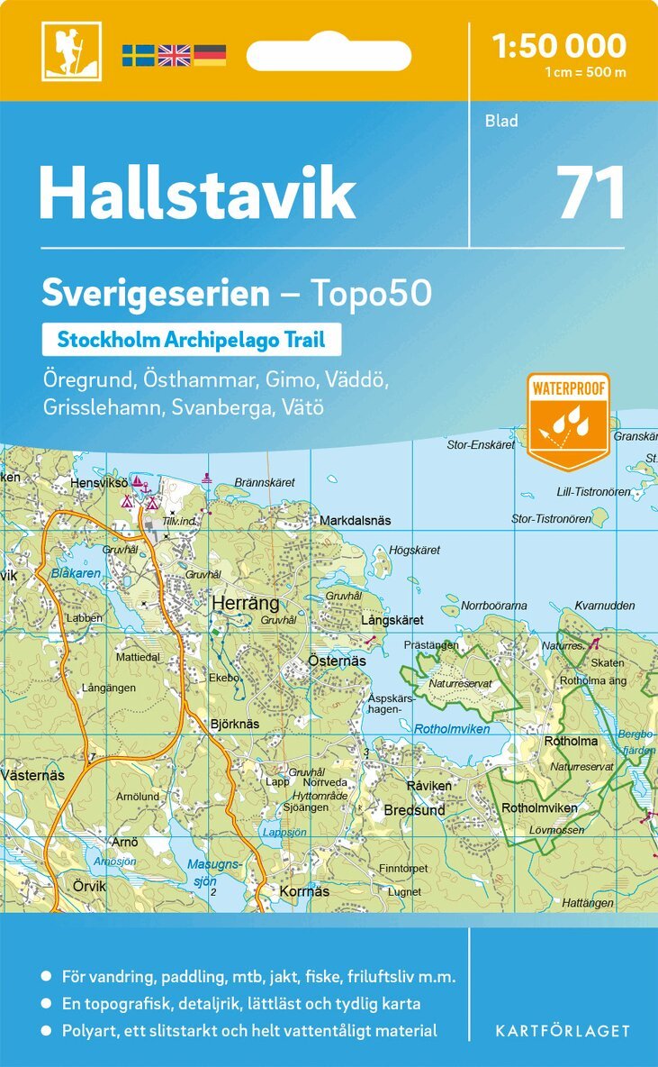 Omslag: Topo50: 71 Hallstavik (1:50 000)