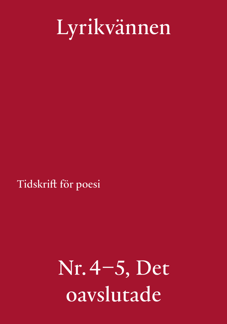 Lyrikvännen 4-5 (2025), Övrigt