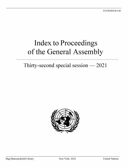 Dag Hammarskjöld Library - Index to Proceedings of the General Assembly 2021, Häftad. Tillgänglighet: Tillfälligt slut
