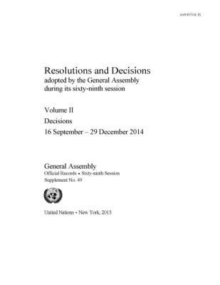 United Nations Department for General Assembly and Conference Management, United Nations Publications - Resolutions and Decision Adopted by the General Assembly During Its Sixty-ninth Session, Häftad. Tillgänglighet: Tillfälligt slut
