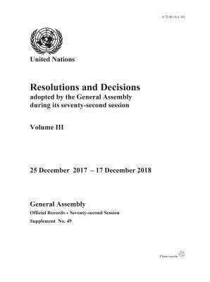 United Nations Department for General Assembly and Conference Management, United Nations Publications - Resolutions and Decisions Adopted by the General Assembly During Its Seventy-second Session, Häftad. Tillgänglighet: Tillfälligt slut