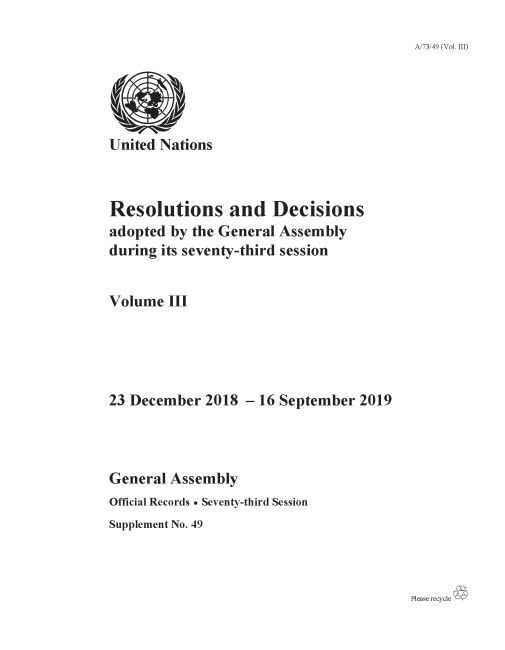 United Nations: General Assembly, United Nations Publications - Resolutions and decisions adopted by the General Assembly during its seventy-third session, Häftad. Tillgänglighet: Tillfälligt slut