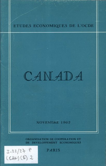OECD - Etudes economiques de l'OCDE : Canada 1962, E-bok