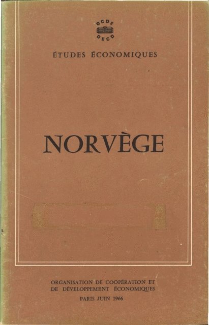 OECD - Etudes economiques de l'OCDE : Norvege 1966, E-bok