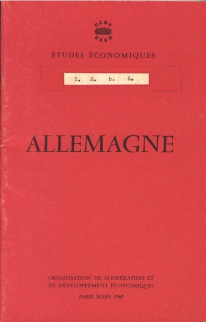 OECD - Etudes economiques de l'OCDE : Allemagne 1967, E-bok