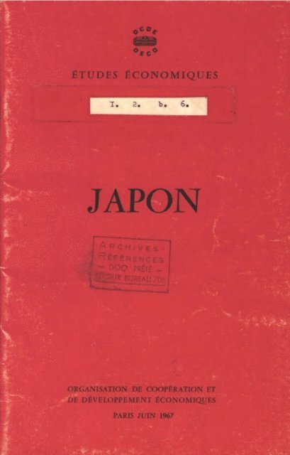 OECD - Etudes economiques de l'OCDE : Japon 1967, E-bok