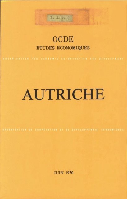 OECD - Etudes economiques de l'OCDE : Autriche 1970, E-bok