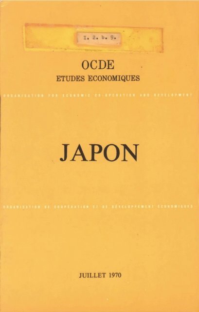 OECD - Etudes economiques de l'OCDE : Japon 1970, E-bok