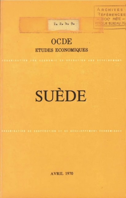OECD - Etudes economiques de l'OCDE : Suede 1970, E-bok