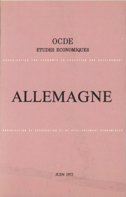 OECD - Etudes economiques de l'OCDE : Allemagne 1972, E-bok