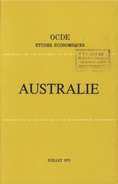 OECD - Etudes economiques de l'OCDE : Australie 1975, E-bok
