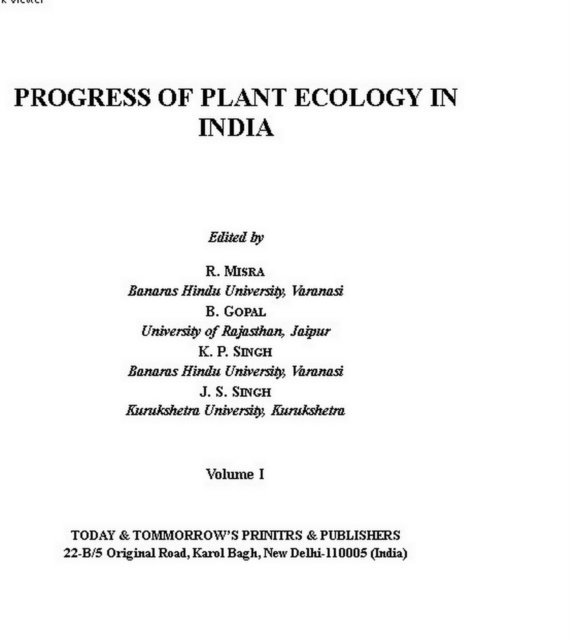 B. GOPAL, R. MISRA - Progress of Plant Ecology in India, E-bok