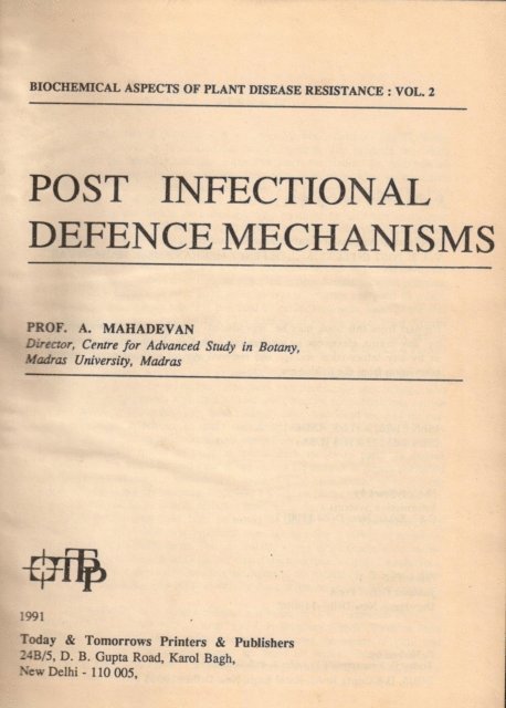 Mahadevan - Post Infectional Defence Mechanisms, E-bok