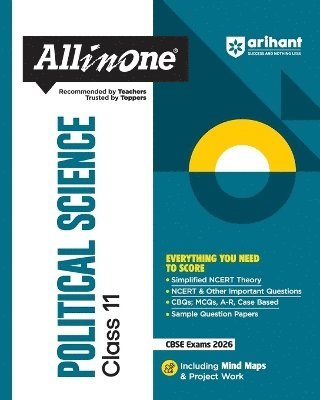 Aditi Verma, Deepanshu Pandey - Arihant All in One Political Science Class 11 for CBSE Exams 2025-26 as per latest syllabus Simplified Theory, All Types of Exam Pattern Questions, CBQs, MCQs, A-R, Case Based, Sample Question Papers, Mind Maps, & Project Work, Häftad