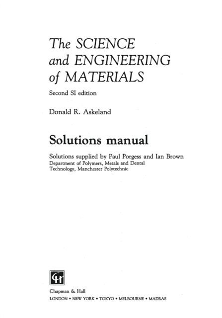 Ian Brown, Paul Porgess - Science and Engineering of Materials, E-bok